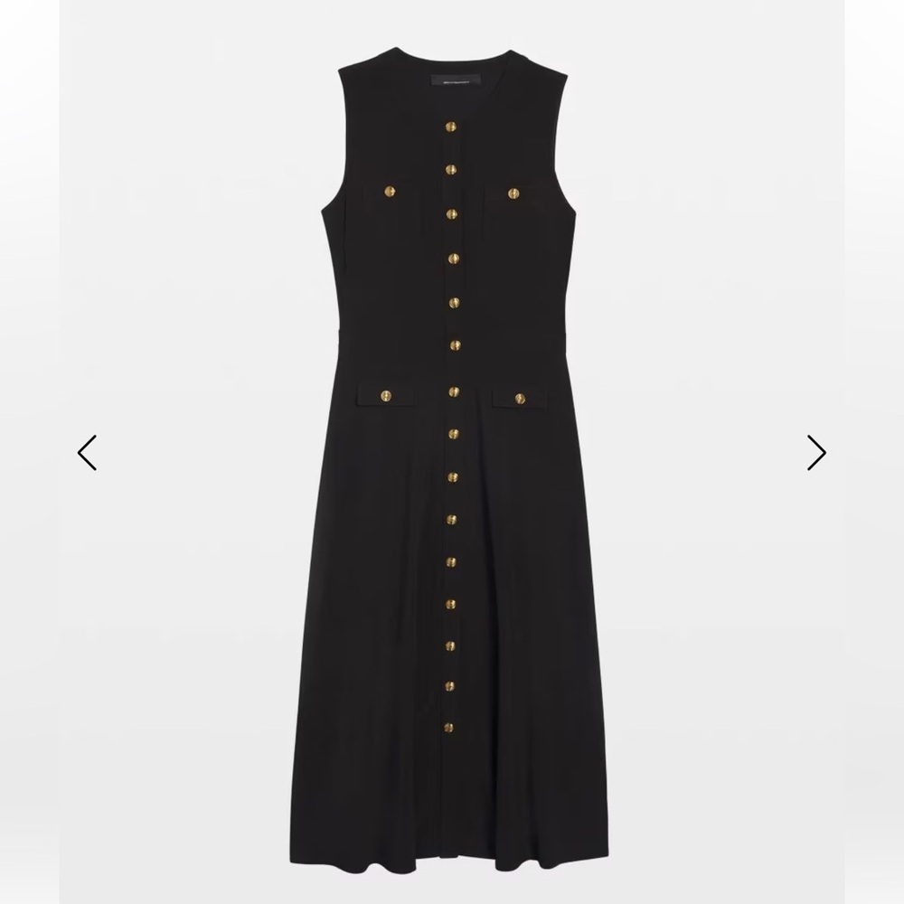 White House Black Market Black Maxi Dress with Gold Buttons 2